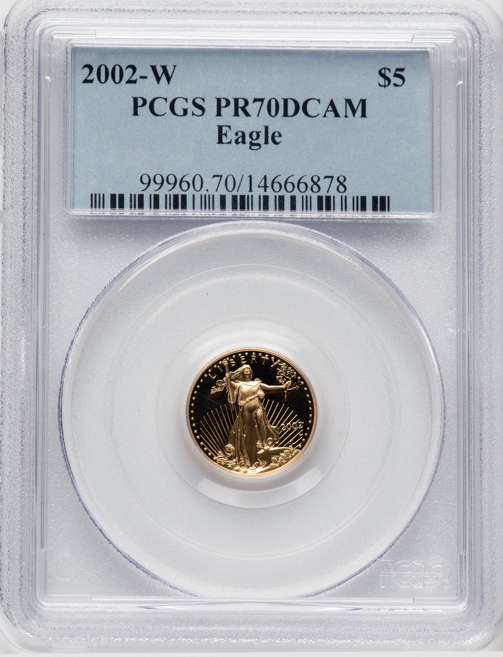 2002-W $5 Tenth-Ounce Gold Eagle Blue Gradient PCGS PR70 (767230079)