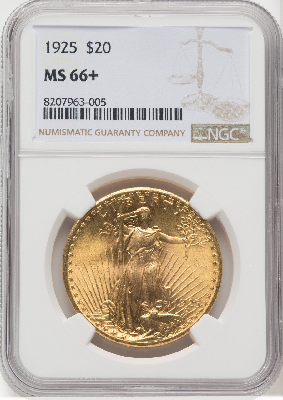 1925 $20 Saint-Gaudens Double Eagle NGC MS66+ (518970380)