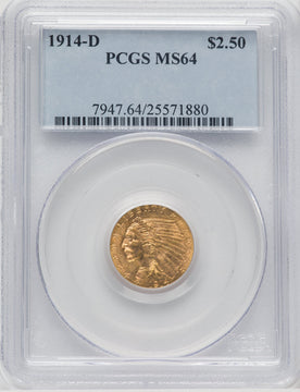 1914-D $2.50 Indian Quarter Eagle PCGS MS64 (768881011)