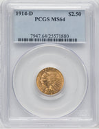 1914-D $2.50 Indian Quarter Eagle PCGS MS64 (768881011)