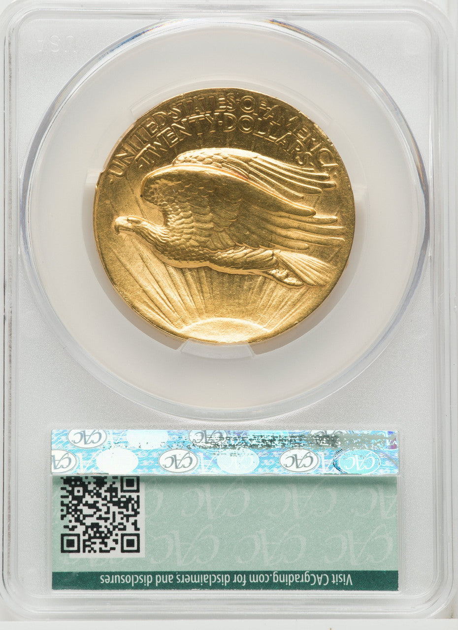 1907 $20 Wire Rim High Relief Double Eagle CACG MS63