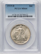 1919-D 50C Walking Liberty Half Dollar PCGS MS64
