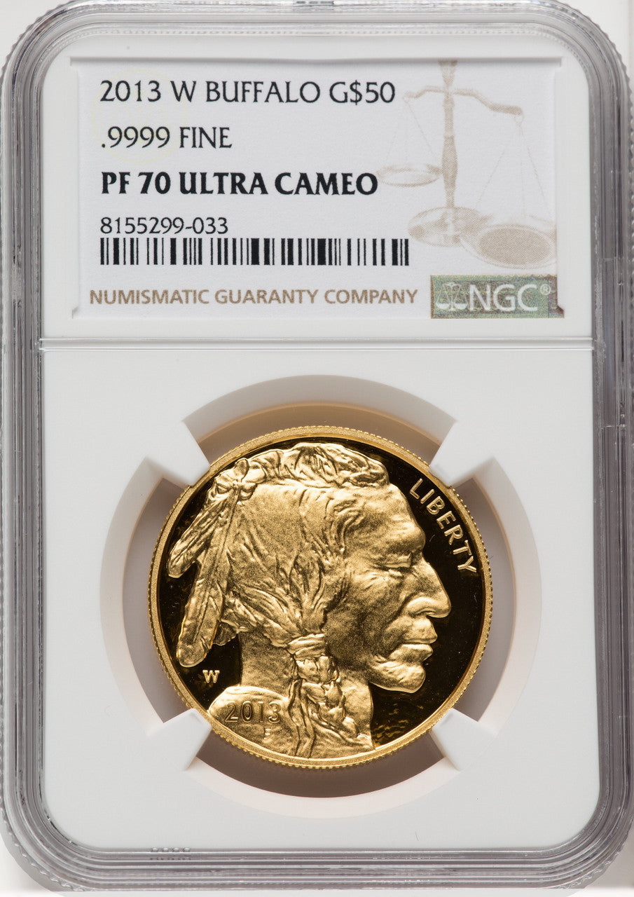 2013-W $50 Gold Buffalo Brown Label NGC PF70