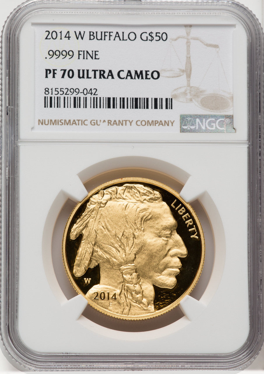2014-W $50 Gold Buffalo Brown Label NGC PF70
