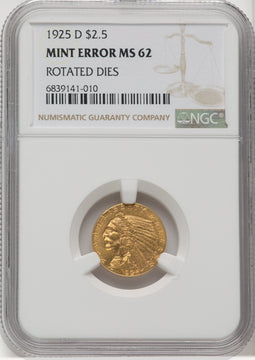1925-D $2.50 Indian Quarter Eagle NGC MS62
