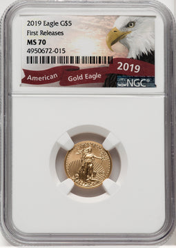 2019 $5 Tenth Ounce Gold Eagle First Strike NGC MS70 (769057021)