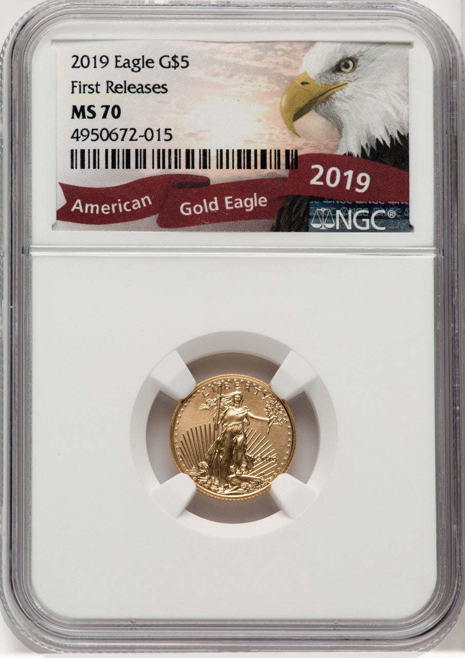 2019 $5 Tenth Ounce Gold Eagle First Strike NGC MS70 (769057021)
