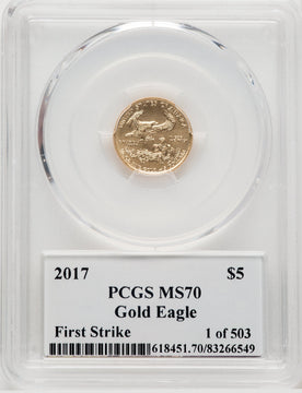 2017 $5 Tenth-Ounce Gold Eagle First Strike PCGS MS70