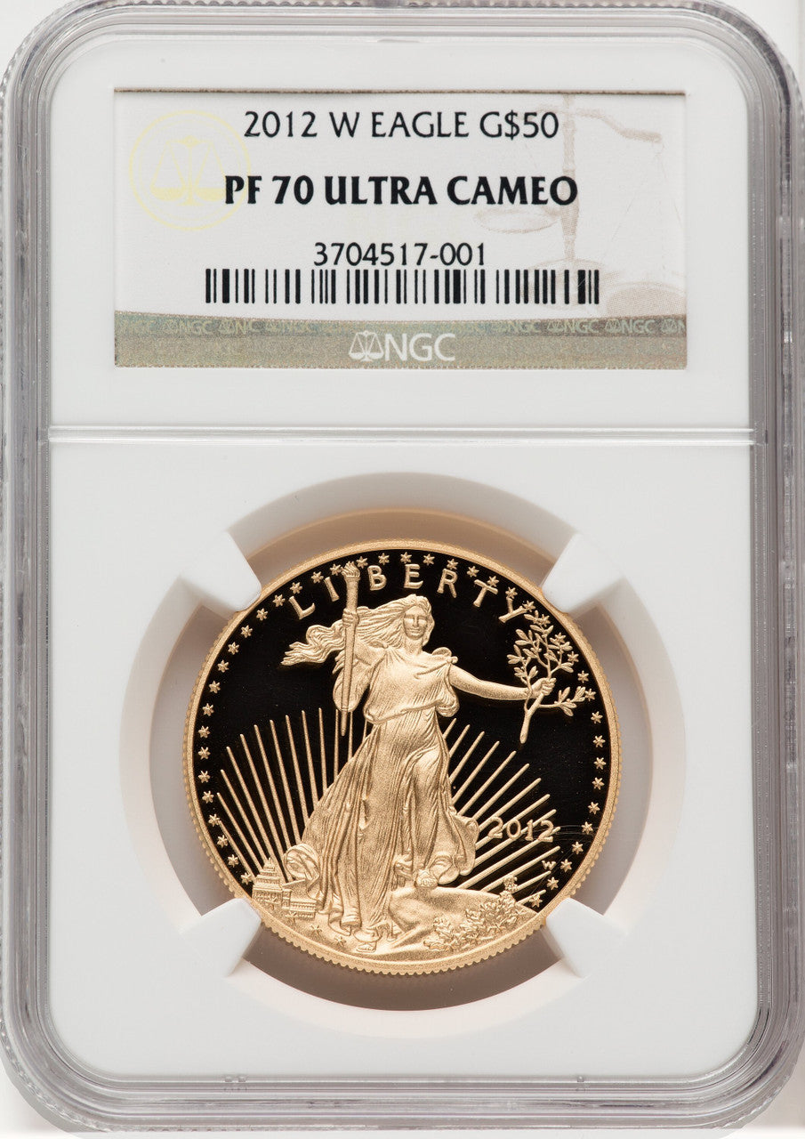2012-W 1 oz Gold Eagle Brown Label NGC PF70