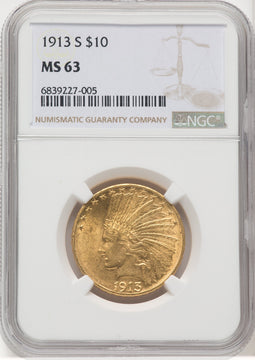 1913-S $10 Indian Eagle NGC MS63 (769223022)