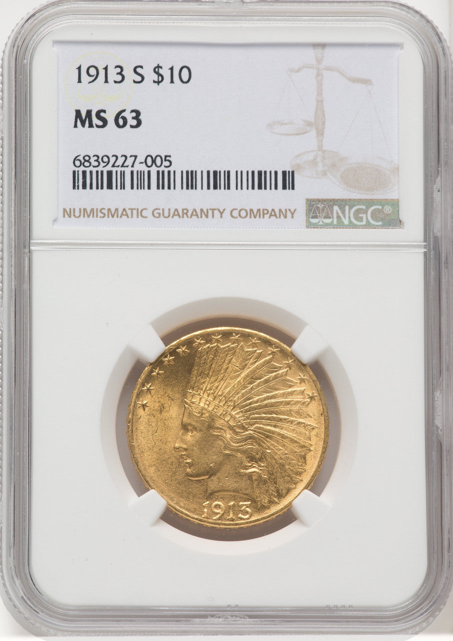 1913-S $10 Indian Eagle NGC MS63 (769223022)