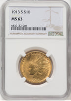 1913-S $10 Indian Eagle NGC MS63