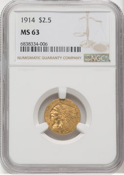 1914 $2.50 Indian Quarter Eagle NGC MS63 (769231011)