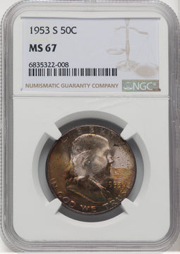 1953-S 50C Franklin Half Dollar NGC MS67 (768908006)