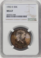 1953-S 50C Franklin Half Dollar NGC MS67 (768908006)