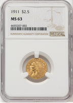 1911 $2.50 Indian Quarter Eagle NGC MS63 (769006004)