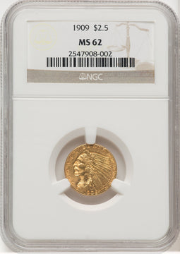 1909 $2.50 Indian Quarter Eagle NGC MS62