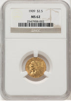 1909 $2.50 Indian Quarter Eagle NGC MS62