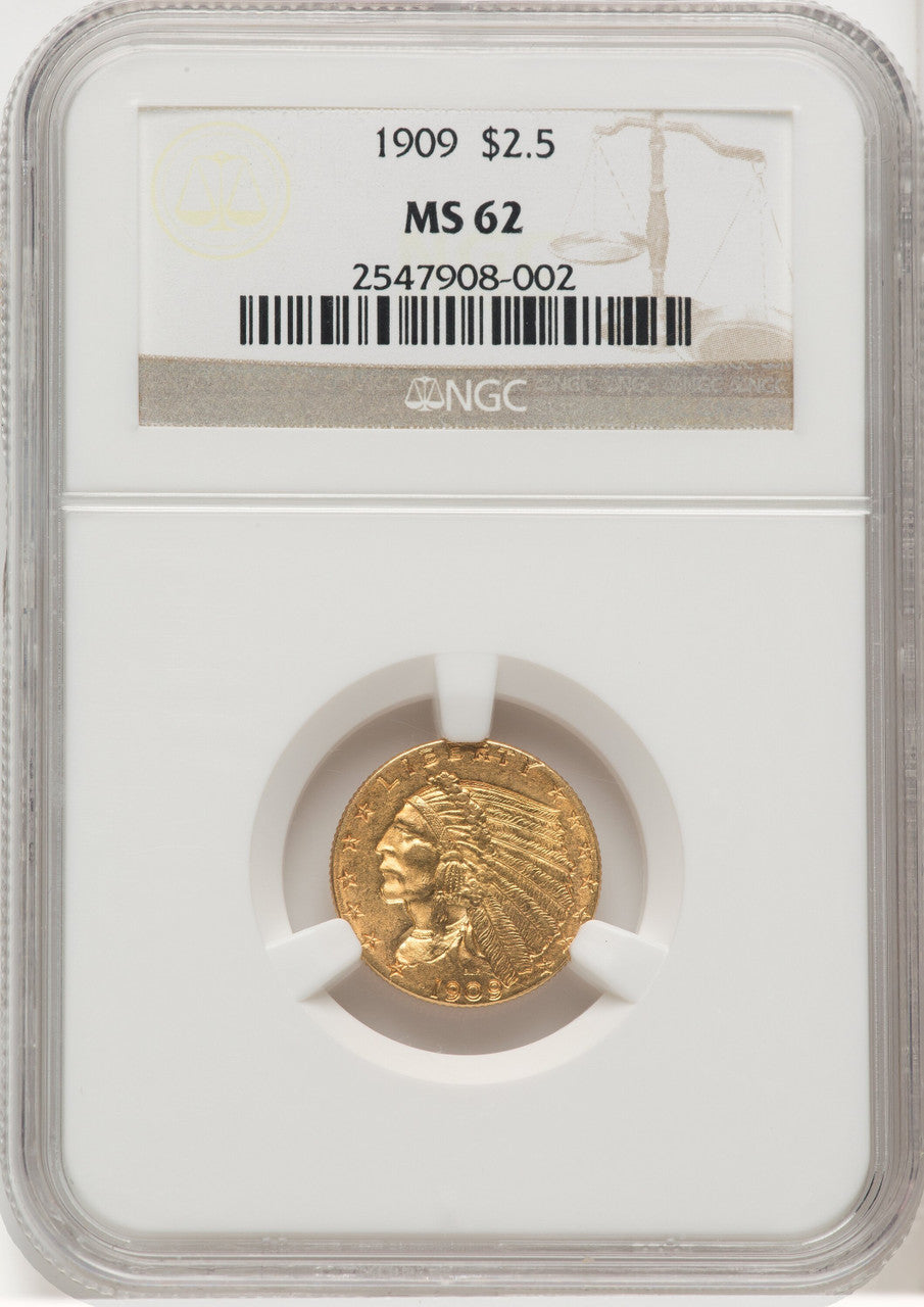 1909 $2.50 Indian Quarter Eagle NGC MS62