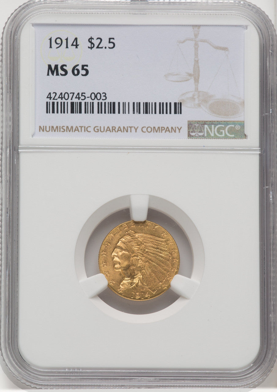 1914 $2.50 Indian Quarter Eagle NGC MS65 (768428013)