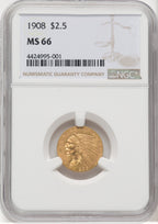 1908 $2.50 Indian Quarter Eagle NGC MS66 (768428005)