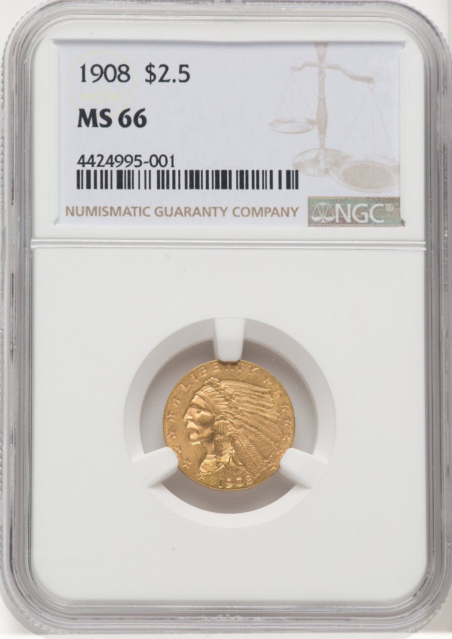 1908 $2.50 Indian Quarter Eagle NGC MS66 (768428005)