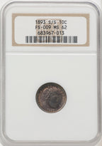 1893-S/S 10C FS-501 Barber Dime NGC MS62