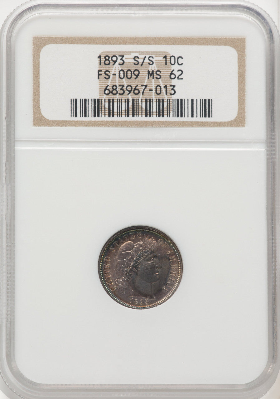 1893-S/S 10C FS-501 Barber Dime NGC MS62
