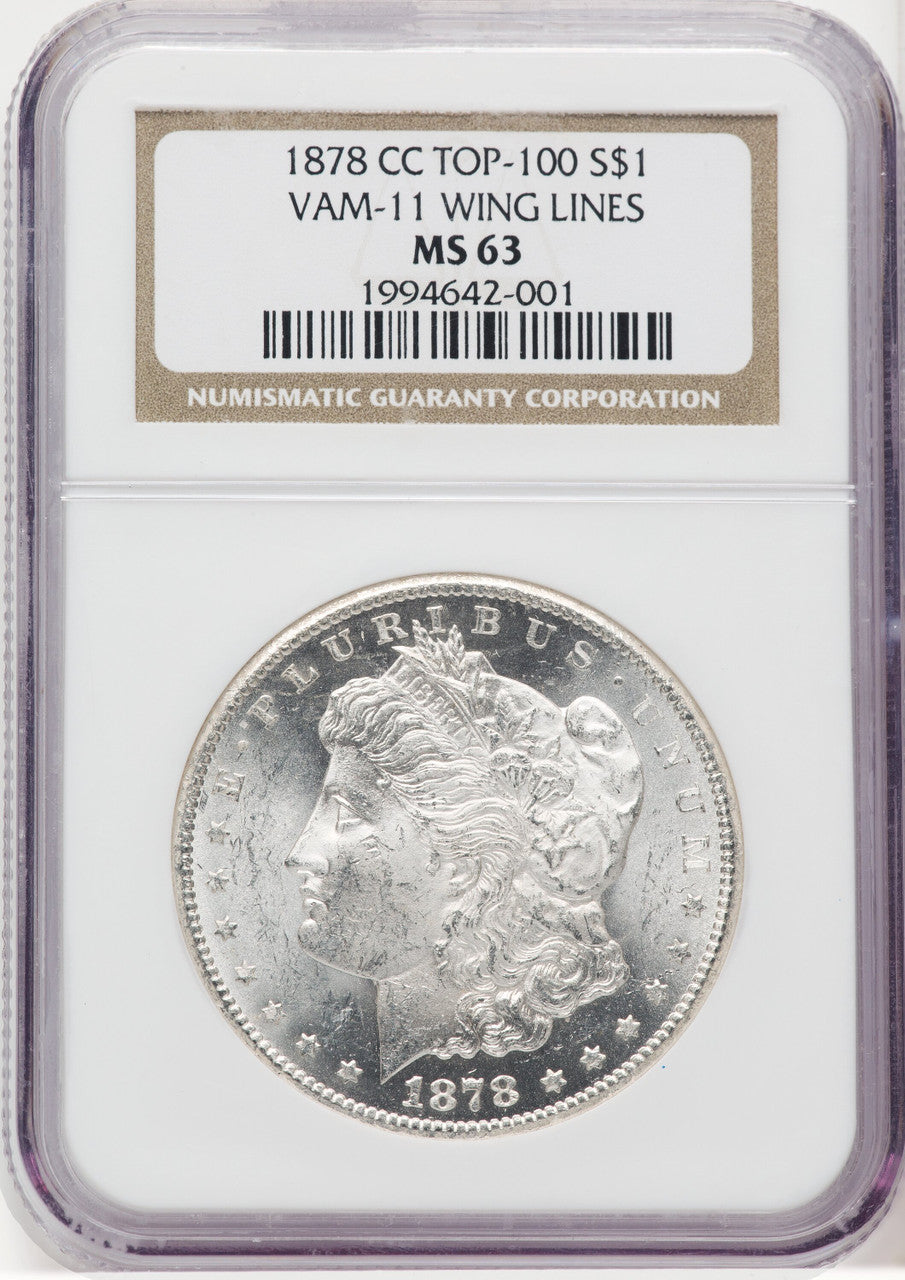 1878-CC $1 VAM-11 Lines in Wing Morgan Dollar NGC MS63