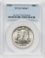 1943 50C Walking Liberty Half Dollar PCGS MS67 (769157016)