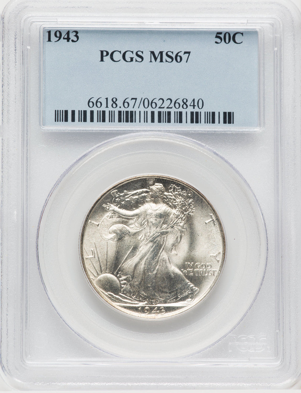 1943 50C Walking Liberty Half Dollar PCGS MS67 (769157016)
