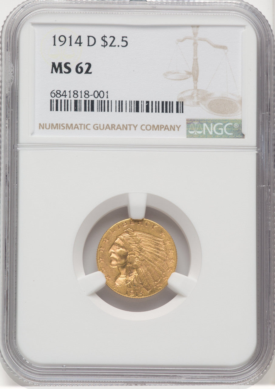 1914-D $2.50 Indian Quarter Eagle NGC MS62 (769159042)