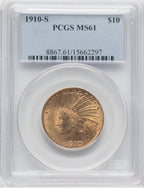 1910-S $10 Indian Eagle PCGS MS61