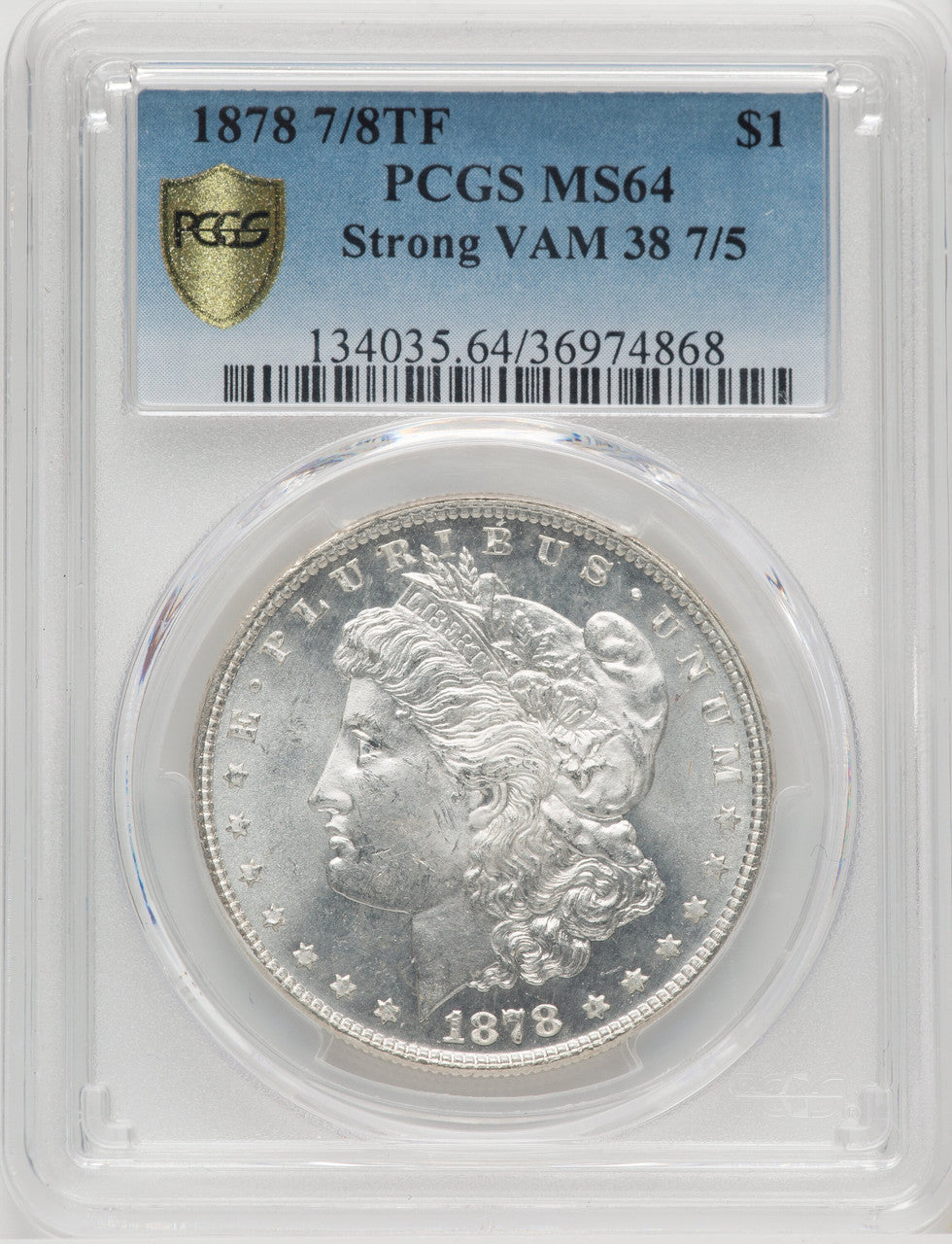 1878 7/8TFVAM-38 Morgan Dollar PCGS MS64