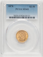 1878 $2.50 Liberty Quarter Eagle PCGS MS65