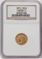 1912 $2.50 Indian Quarter Eagle NGC MS61 (506343002)