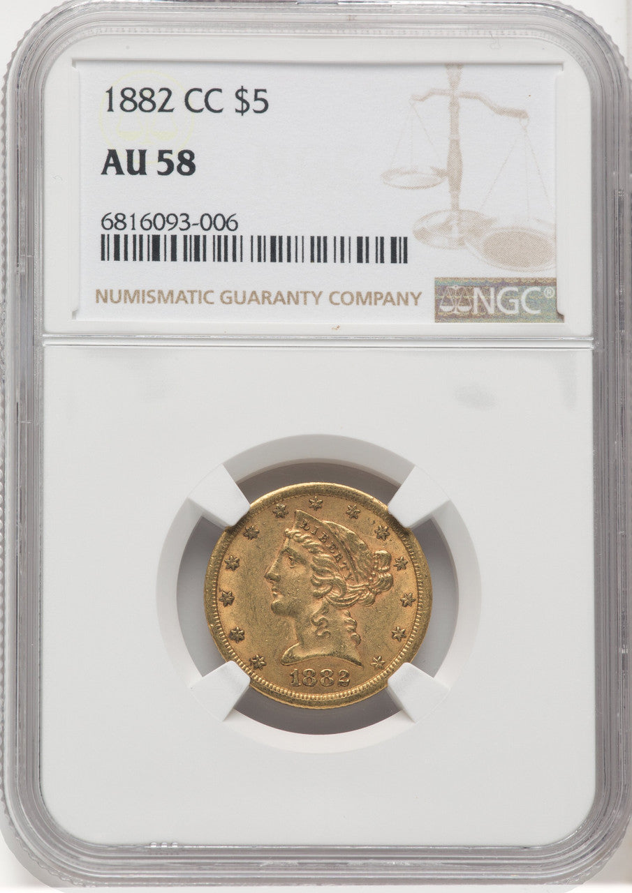 1882-CC $5 Liberty Half Eagle NGC AU58