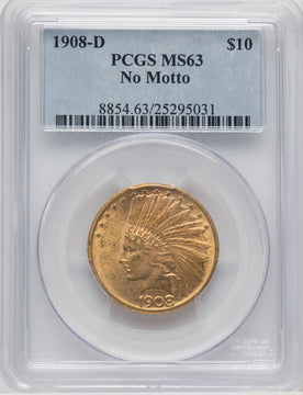 1908-D $10 NO MOTTO Indian Eagle PCGS MS63 (769135016)