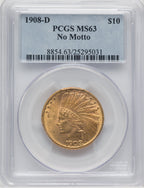 1908-D $10 NO MOTTO Indian Eagle PCGS MS63 (769135016)
