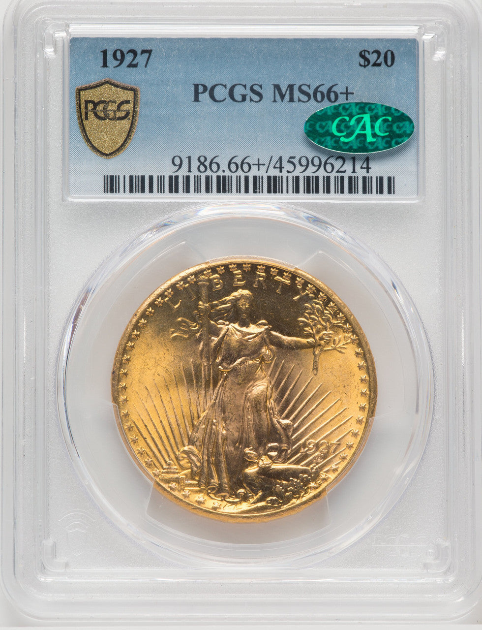 1927 $20 CAC Saint-Gaudens Double Eagle PCGS MS66+