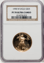 1998-W $25 Half-Ounce Gold Eagle Brown Label NGC PF70