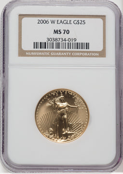 2006-W $25 Half-Ounce Gold Eagle Burnished Brown Label NGC MS70 (769400024)