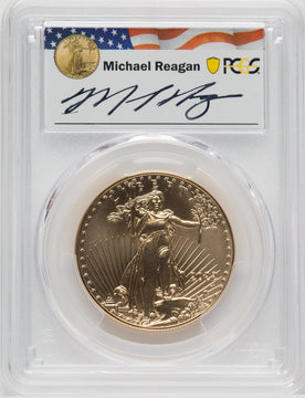 2022-W One-Ounce Burnished Gold Eagle Advanced Release PCGS SP70 Michael Reagan