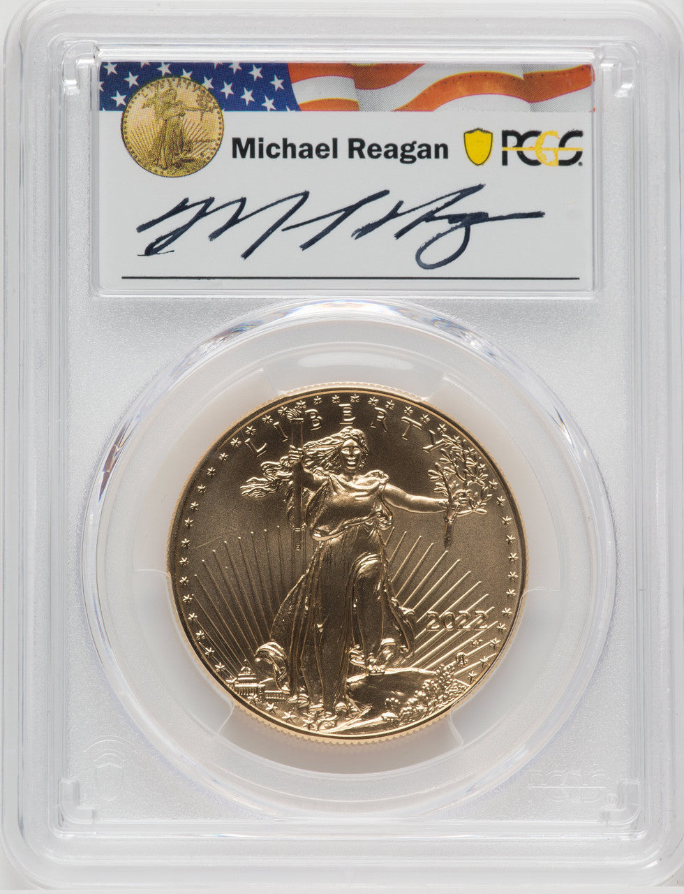 2022-W One-Ounce Burnished Gold Eagle Advanced Release PCGS SP70 Michael Reagan