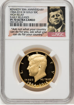 2014-W 50C Kennedy Gold 50th Anniversary First Strike Proof Kennedy Half Dollar NGC PR70 (769274001)