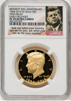2014-W 50C Kennedy Gold 50th Anniversary First Strike Proof Kennedy Half Dollar NGC PR70 (769274001)
