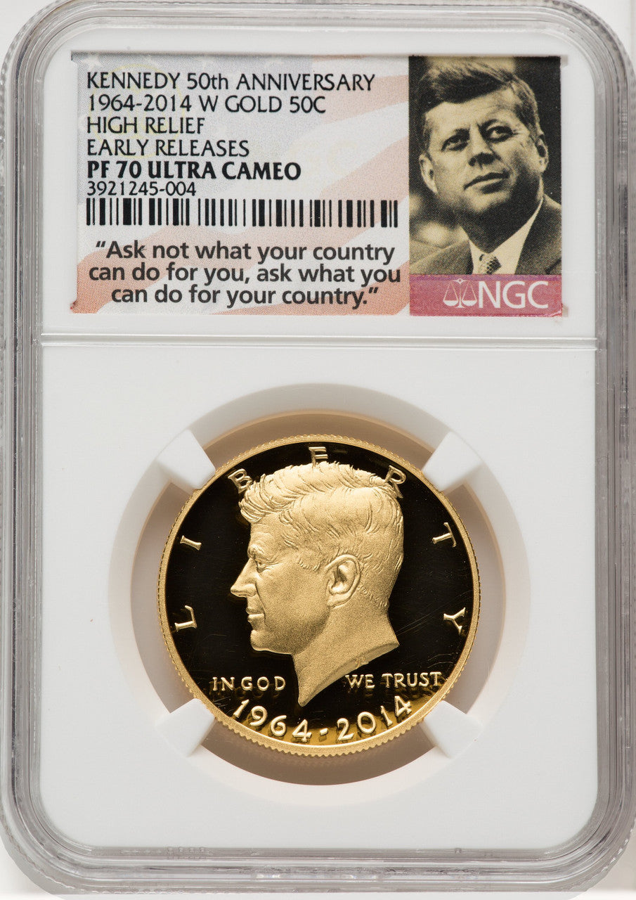 2014-W 50C Kennedy Gold 50th Anniversary First Strike Proof Kennedy Half Dollar NGC PR70 (769274001)
