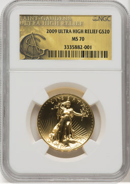 2009 $20 One-Ounce Gold Ultra High Relief Twenty Dollar NGC MS70 (769386004)