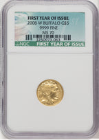 2008-W $5 Tenth-Ounce Gold Buffalo .9999 Fine Gold NGC MS70 (506338010)