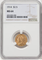 1914 $2.50 Indian Quarter Eagle NGC MS64 (769303001)